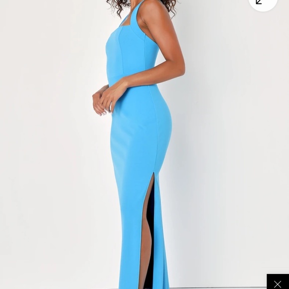 Lulus Glamorous Dedication Blue Sleeveless Column Maxi Dress - Size M - Picture 4 of 5